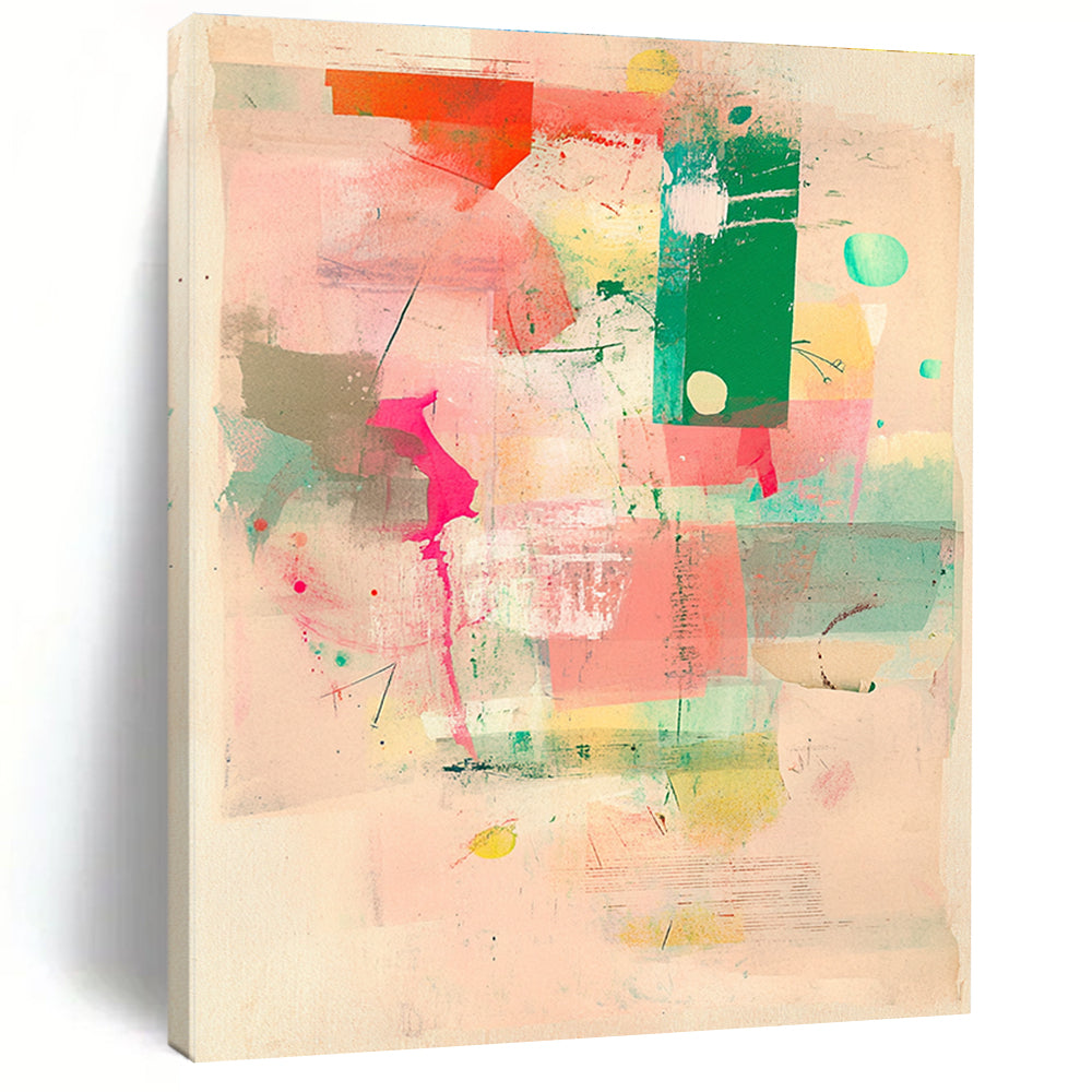 Colorful Collage - Style Abstract Painting with Mixed Shapes GER272