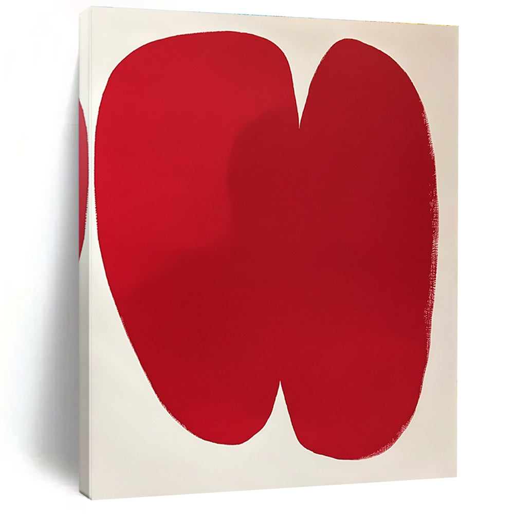 Bold Red Minimalist Abstract Painting with Simple Form GER262