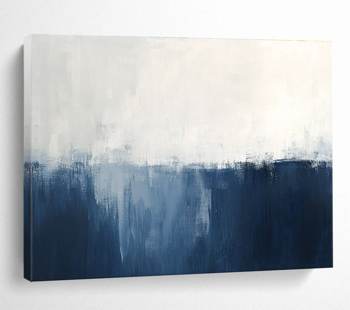Blue and White Abstract Painting with Subtle Gradients DYP188