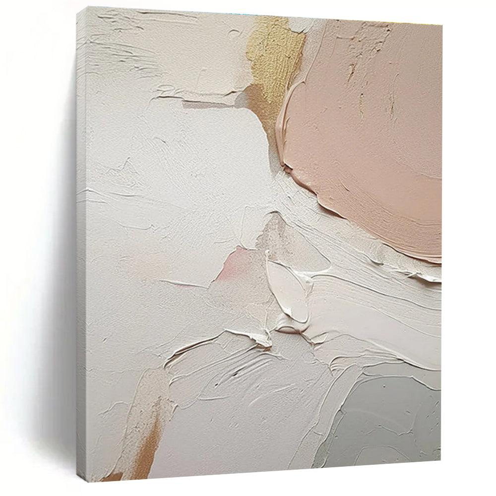 Soft Pastel Impasto Abstract Painting with Gold Accents ADGE451