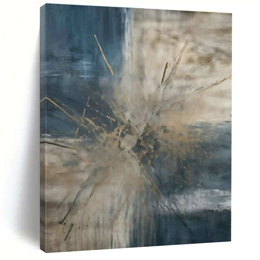 Large Hand-Painted Abstract Art for Bedroom Walk - in Dressing Area and Hallway Linen Press Wall DLZ1707