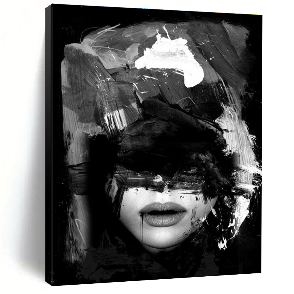 Black and White Abstract Portrait Painting ADGE232