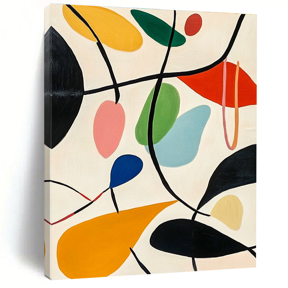 Colorful Leaf - like Abstract Painting with Playful Shapes GER092