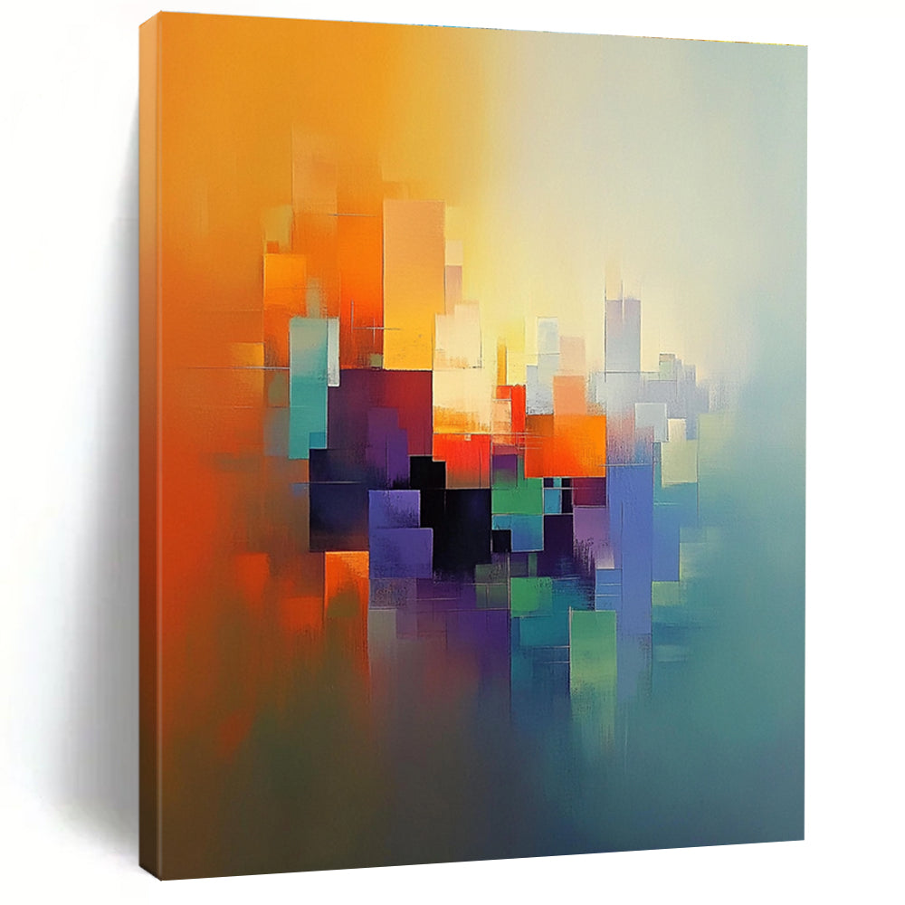 Vibrant City Abstract Painting with Diverse Color Blocks GER186