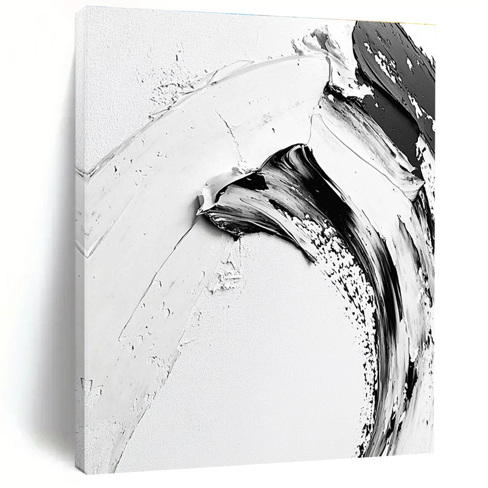 Curved Black White Abstract with Bold Brushstrokes GER351