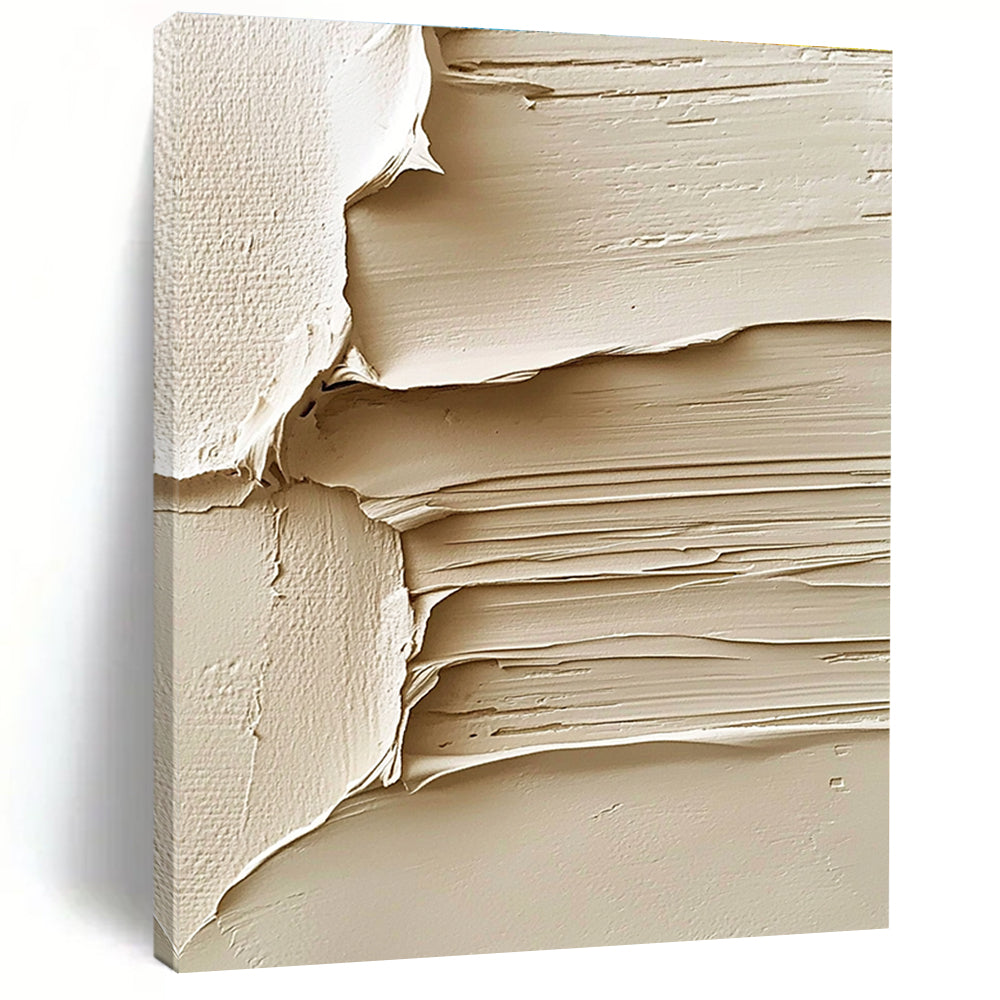 Beige Textured Abstract Painting with Layered Surfaces GER071