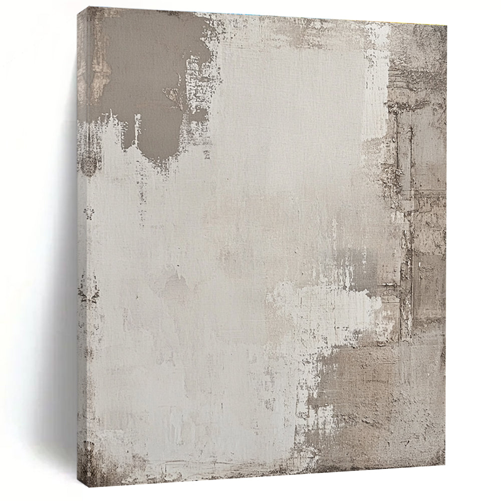 Light Gray Textured Abstract Painting with Subtle Variations GER042