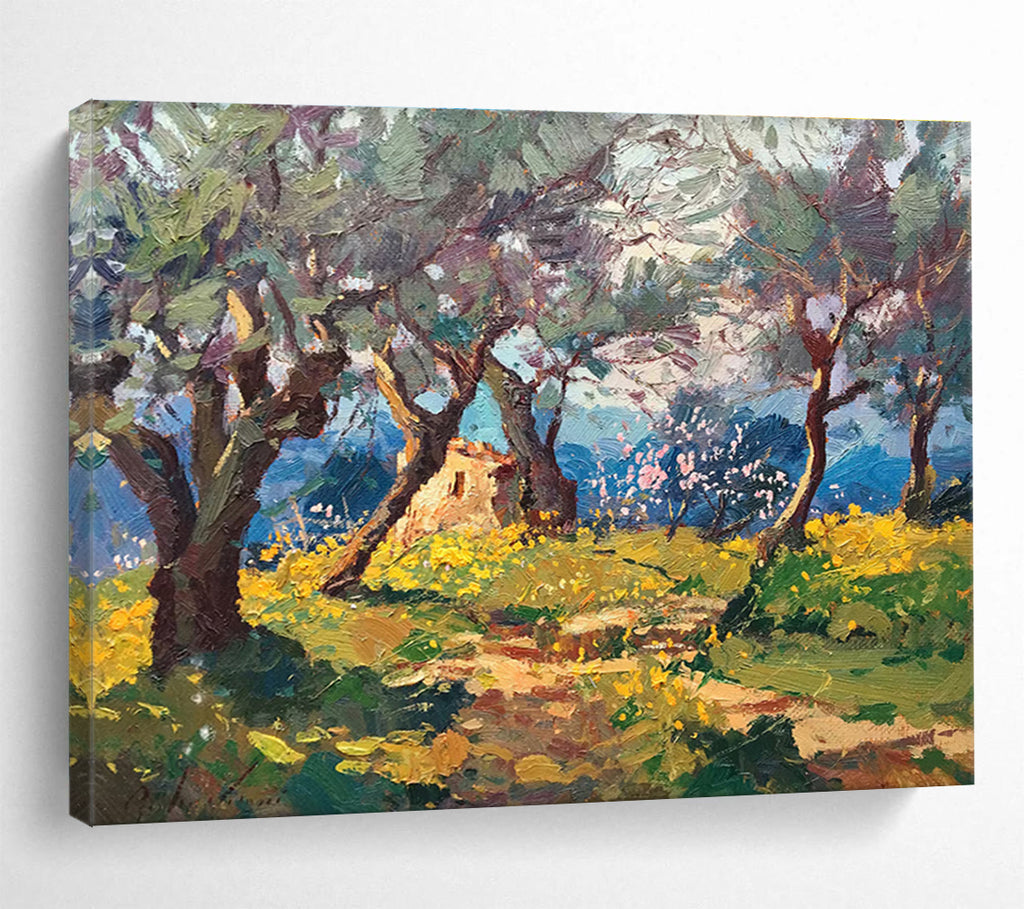 Green Yellow Olive Grove Abstract Painting THY474