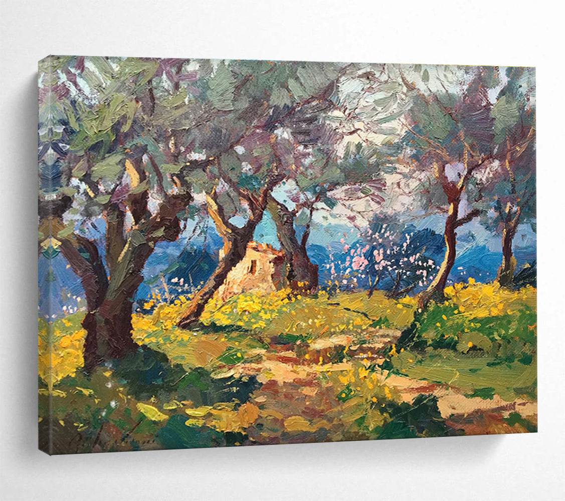Green Yellow Olive Grove Abstract Painting THY474
