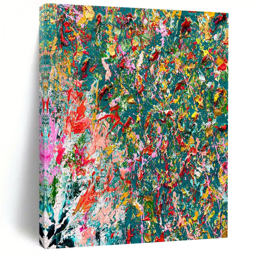 Hand-Painted Abstract Wall Feature for Dining Room Bay Window & Cottage Entryway Sidelight DLZ2382