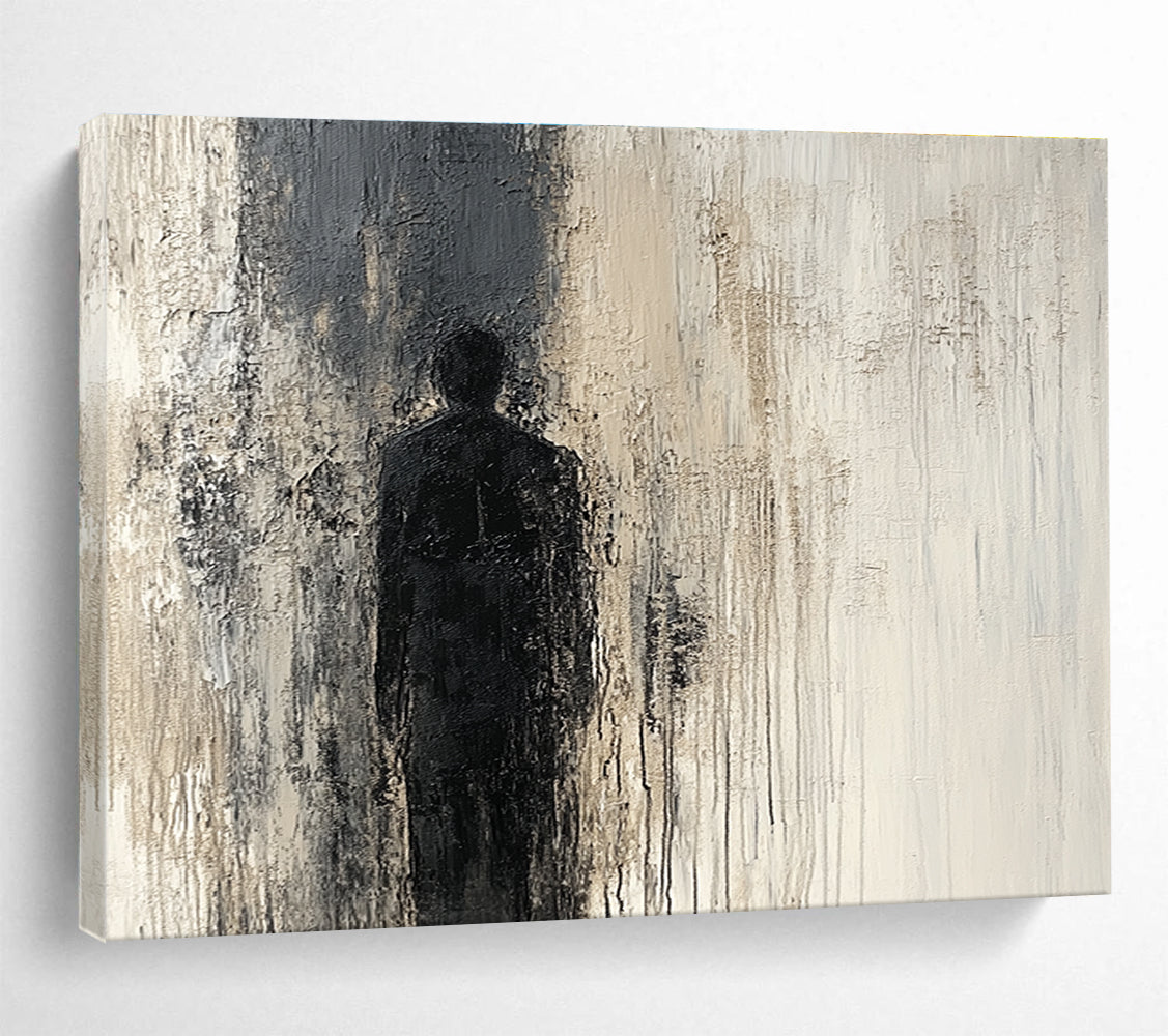 Black Silhouette Abstract Painting with Textured Background DYP212