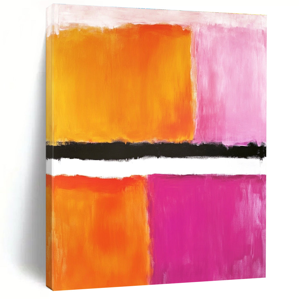 Orange and Pink Abstract Painting with Bold Color Blocks GER141