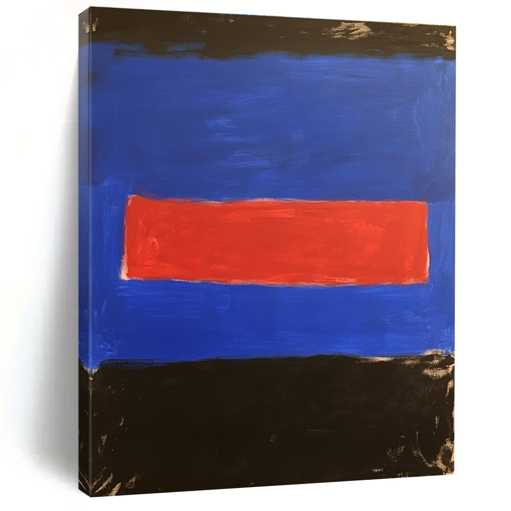 Blue Red Black Abstract Painting with Bold Color Blocks GER028