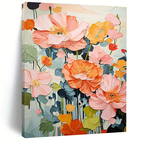 3D Floral Abstract Painting with Soft Pink and Orange Tones ADGE425