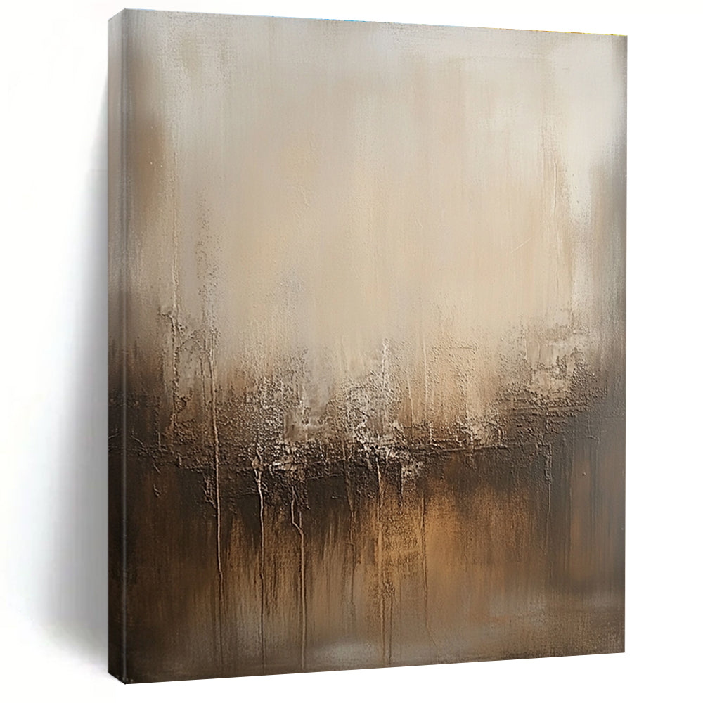 Beige and Brown Textured Abstract Painting with Subtle Depth GER036