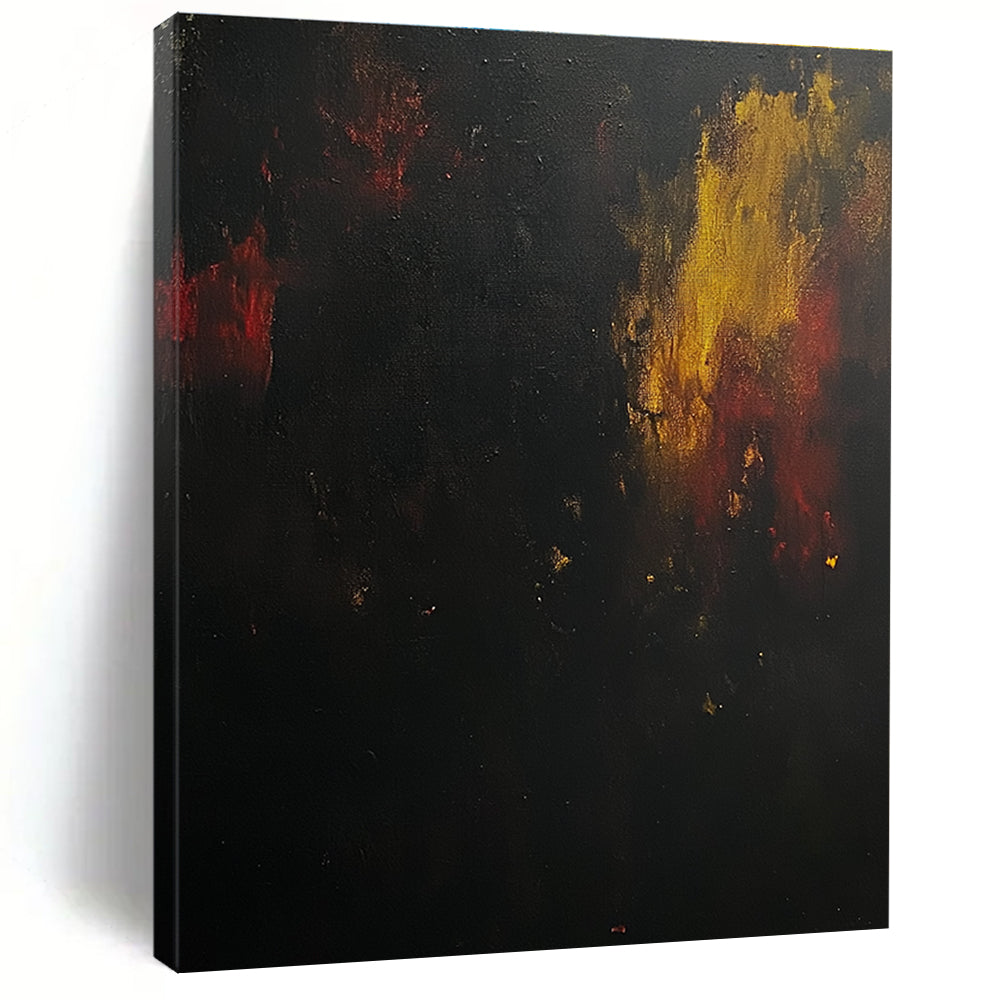Dark Abstract Painting with Fiery Hues GER438