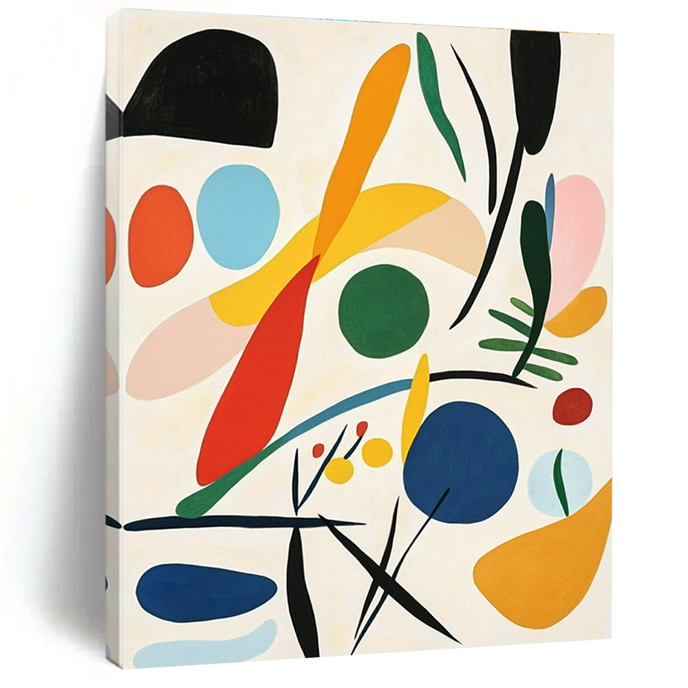 Vibrant abstract artwork featuring soft color blending and organic forms inspired by Matisse perfect for any modern decor.STSC1244