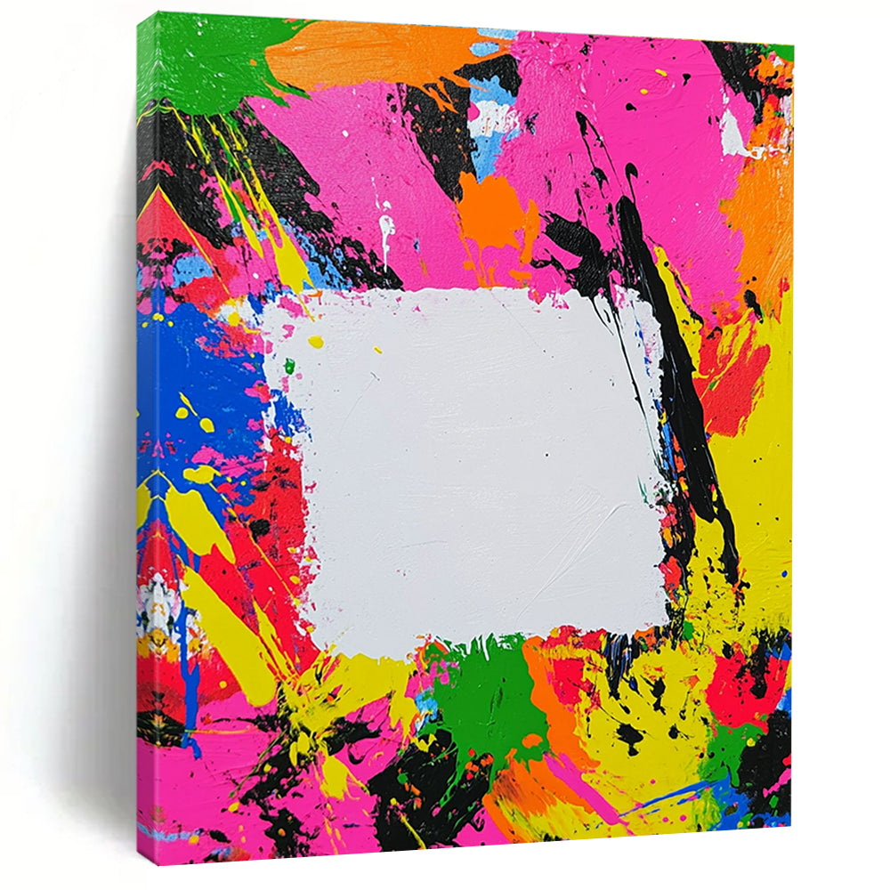 Colorful Splatter Abstract Painting with Playful Energy GER597