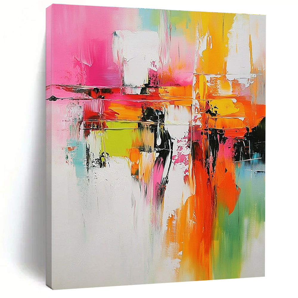 Vivid Color Block Abstract Painting with Bold Contrasts GER684