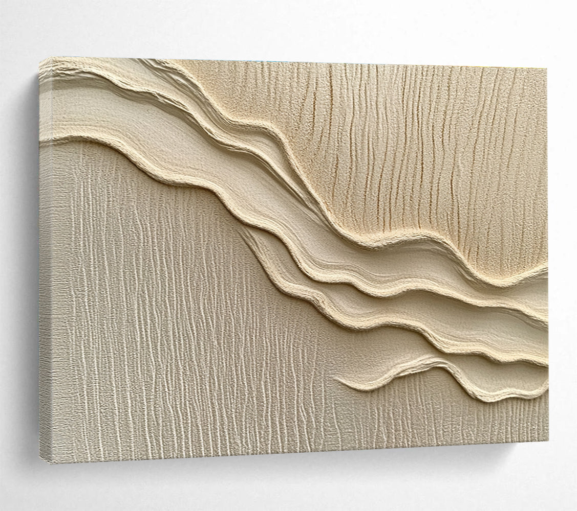 Beige Textured Waves Abstract Painting with Layered Patterns DYP610