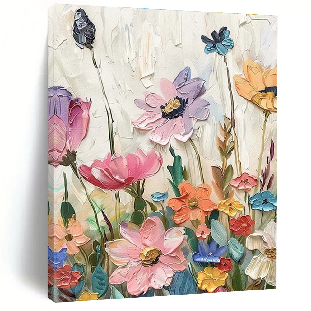 Colorful Textured Flower Field Abstract Painting ADGE081