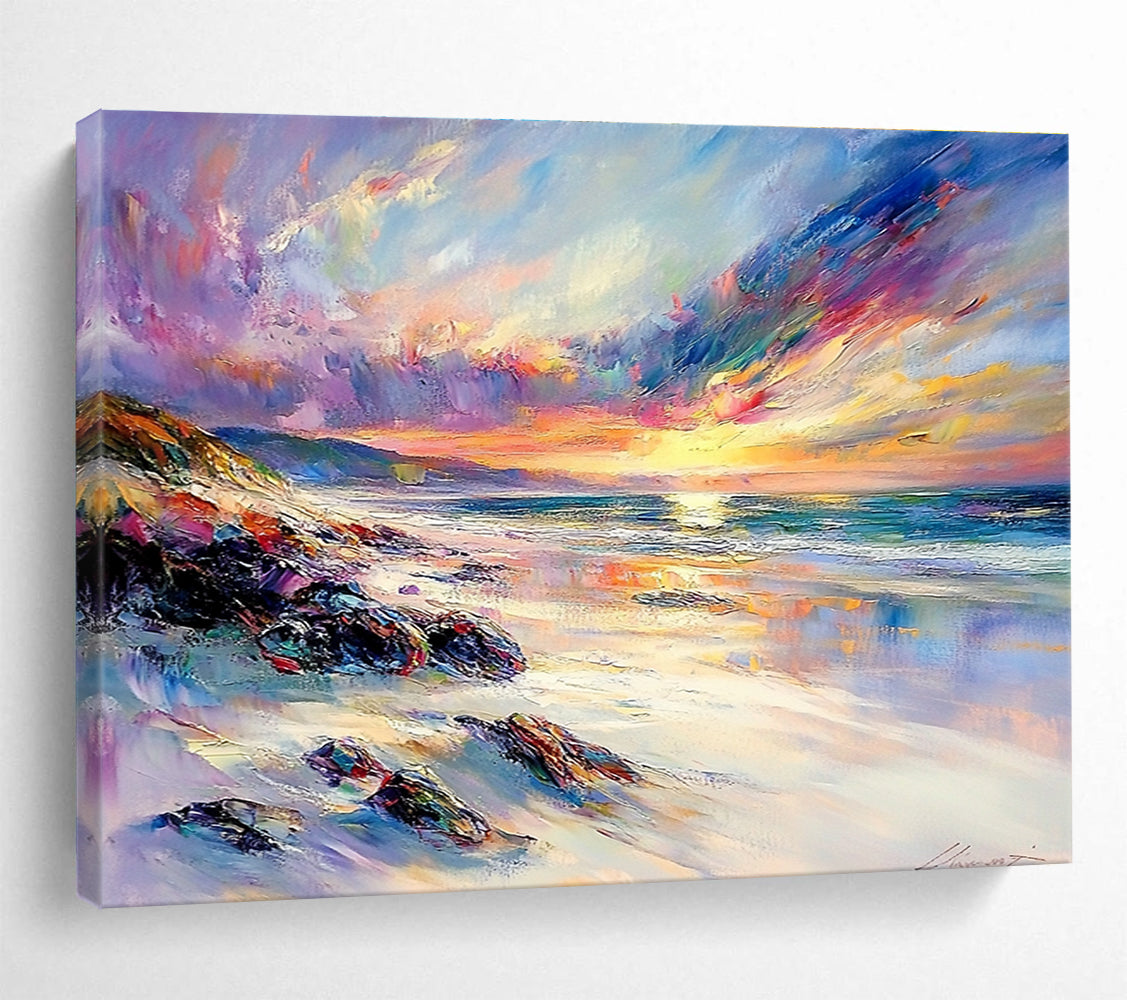 Colorful Beach Landscape Abstract Painting with Vivid Hues DYP113