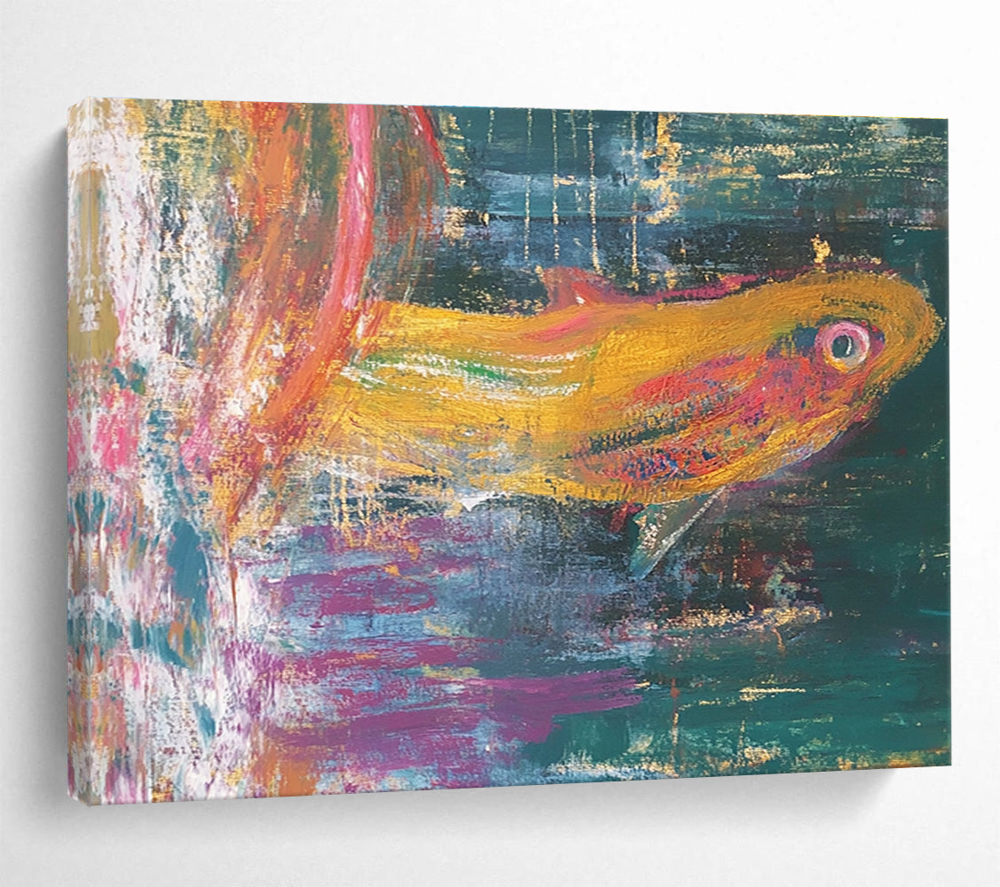 Colorful Fish - Expressive Aquatic Abstract Painting DYP034