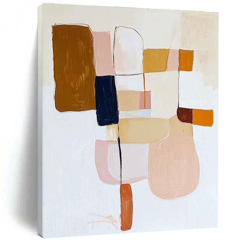 Neutral Block Abstract Painting with Earthy Tones GER700
