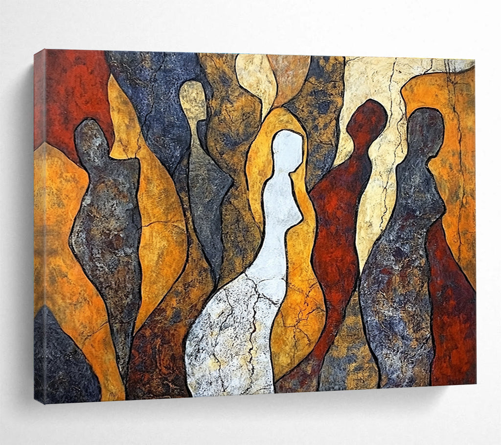 Figure - Silhouette Abstract Painting with Earthy Tones DYP112