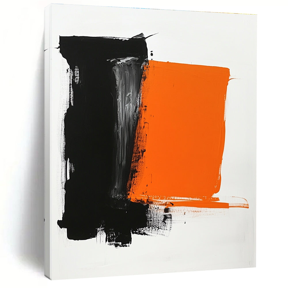 Black Orange Contrast Abstract Painting GER830