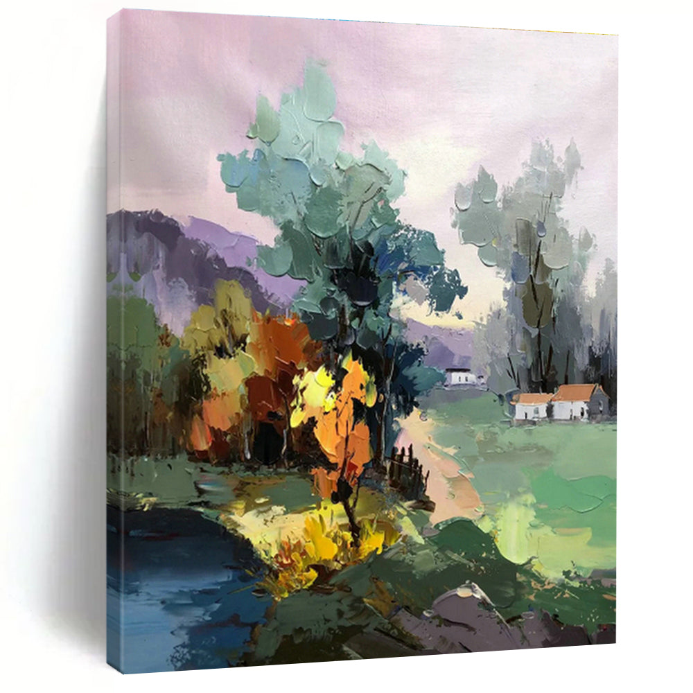 Large Handmade Abstract Canvas for Cottage Living Room & Bedroom DLZ1296