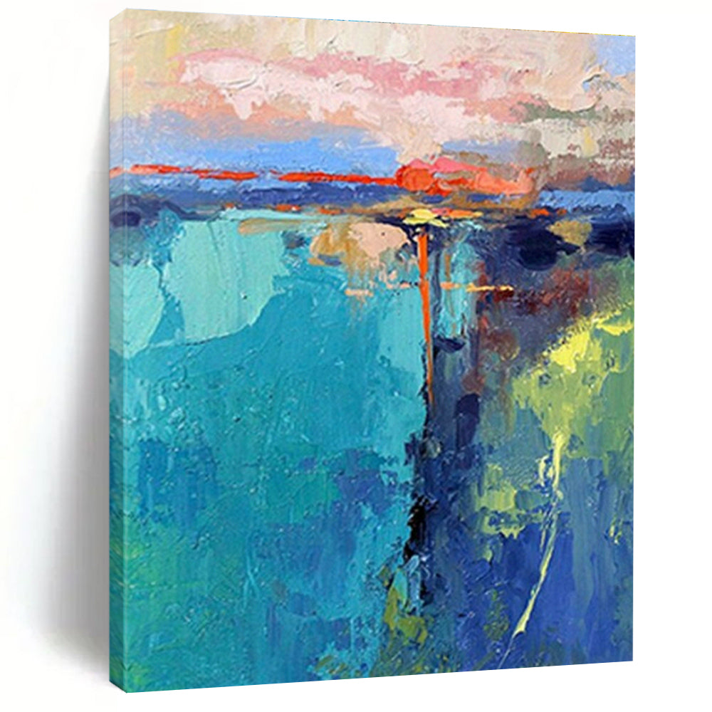 Large Hand-Painted Abstract Painting for Entryway and Cottage Bedroom DLZ1597