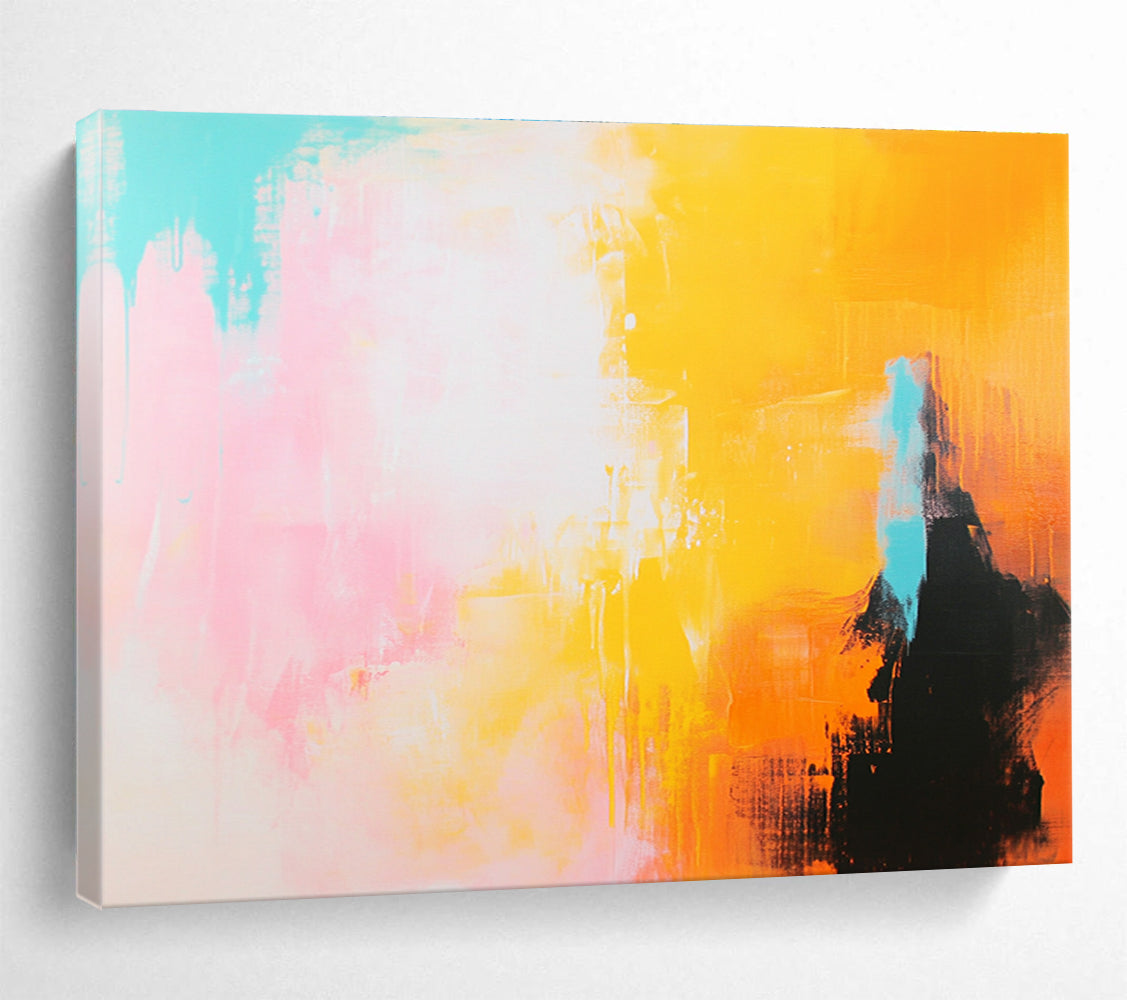 Vibrant Color Mix Abstract Painting with Pink Yellow and Blue DYP413