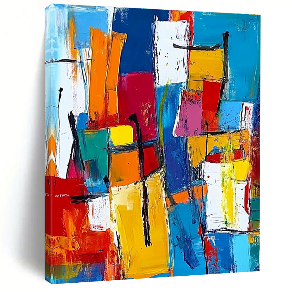 Colorful Block Abstract Painting with Vibrant Geometry GER512