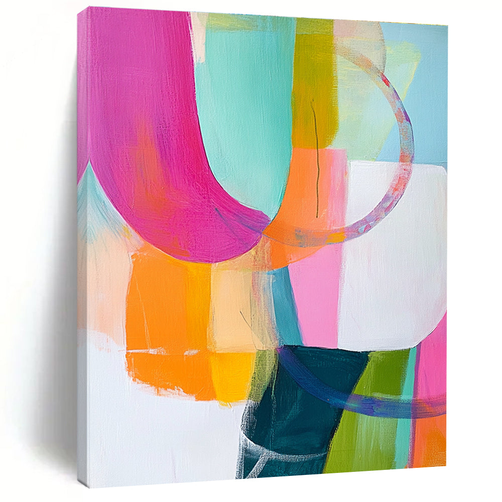 Colorful Abstract Shapes Painting with Playful Curves GER144