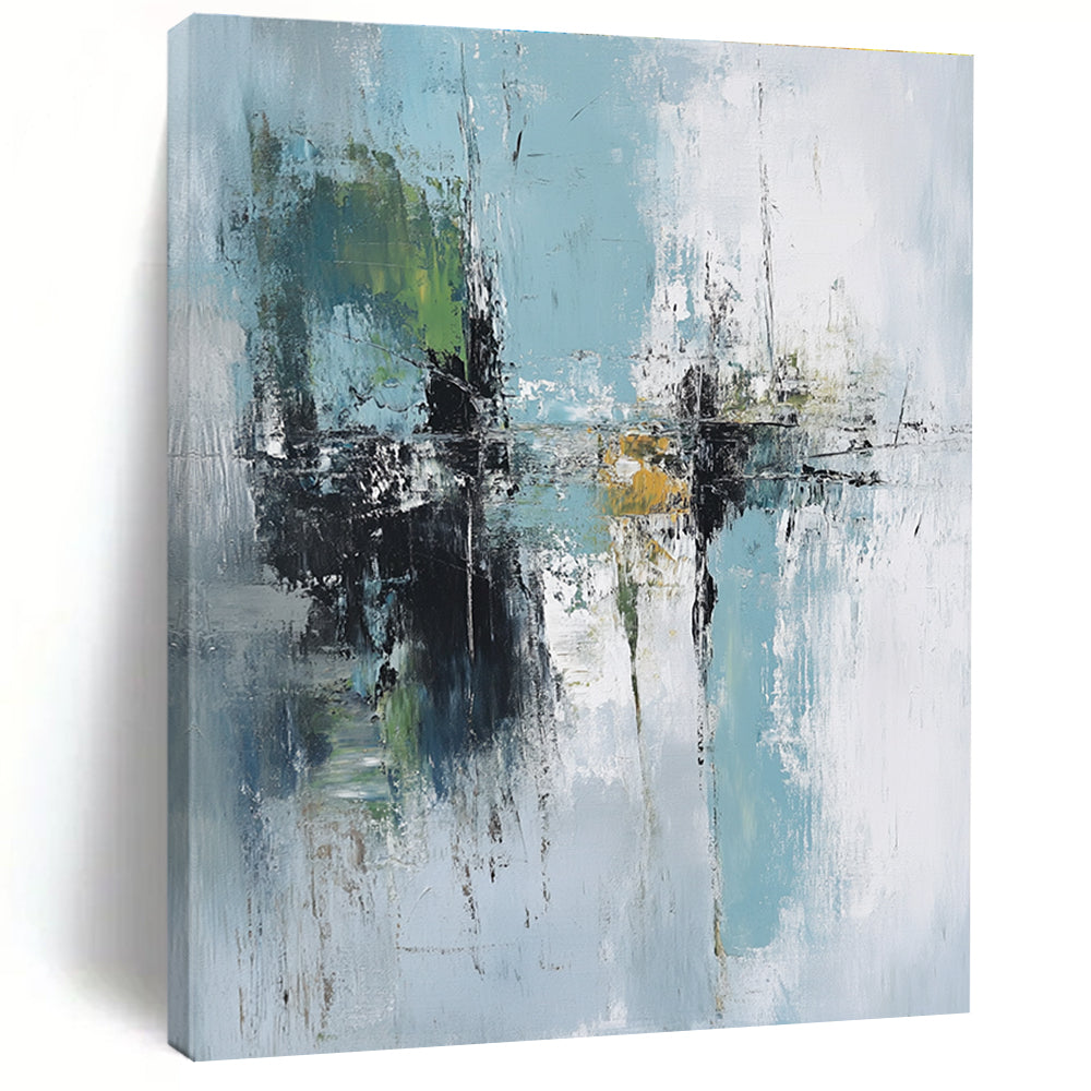 Light Blue Green Abstract Painting with Subtle Reflections GER758
