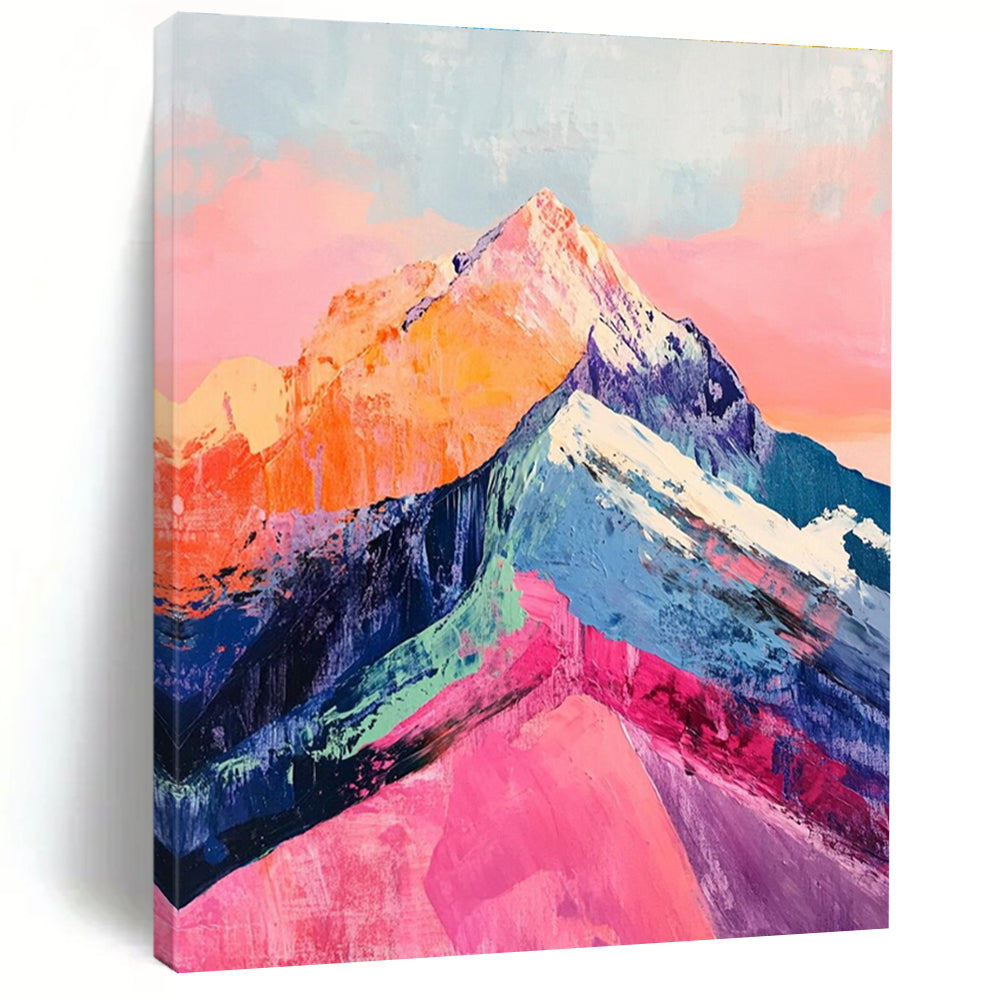 Colorful Mountain Peak Abstract Painting with Pink and Orange ADGE283