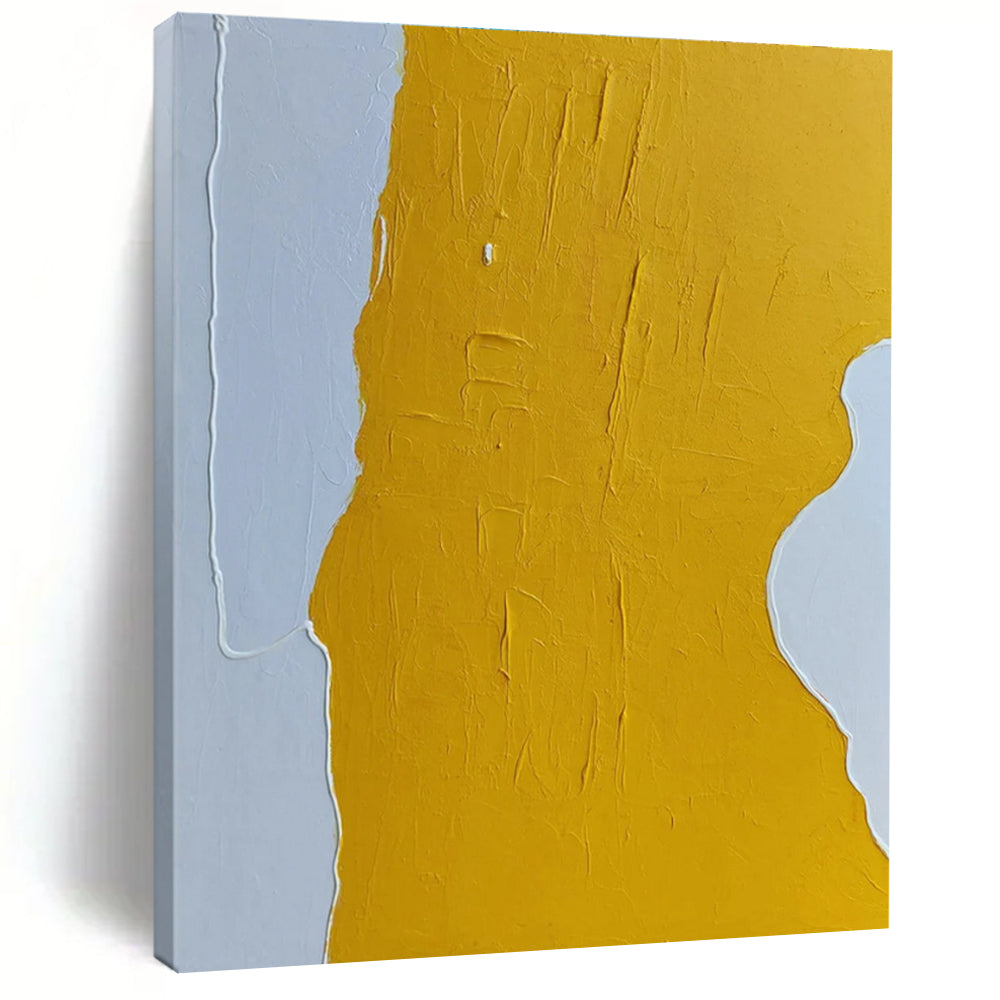 Yellow and White Textured Abstract Painting ADGE340