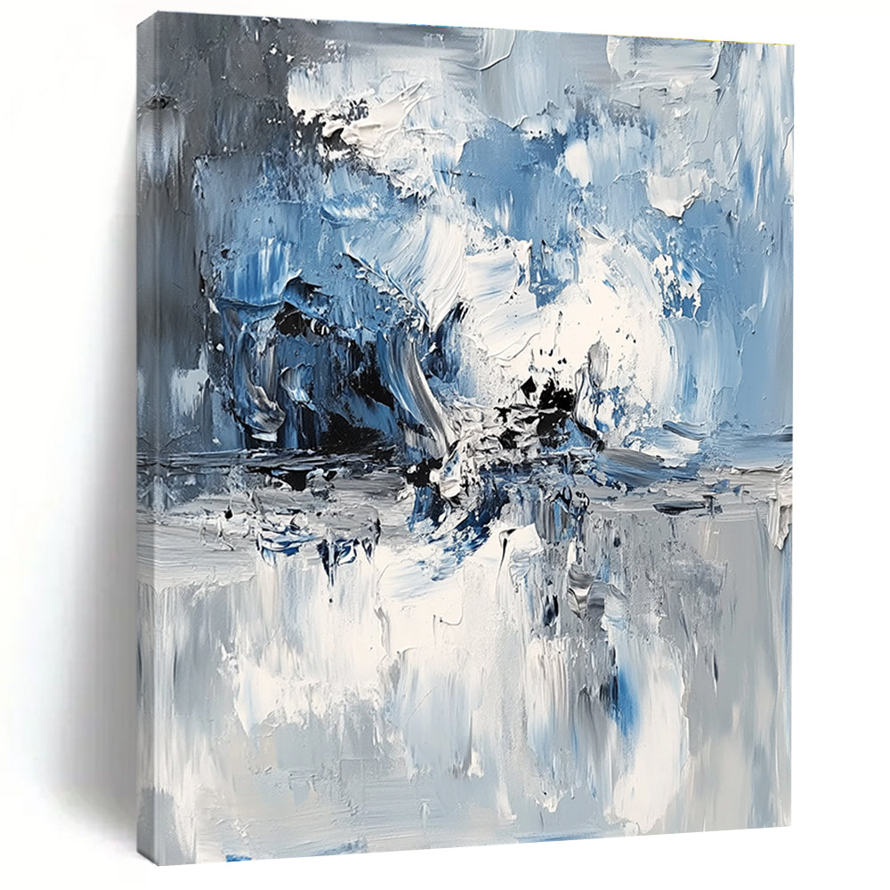 Blue and Gray Abstract Painting with Impasto Technique GER573
