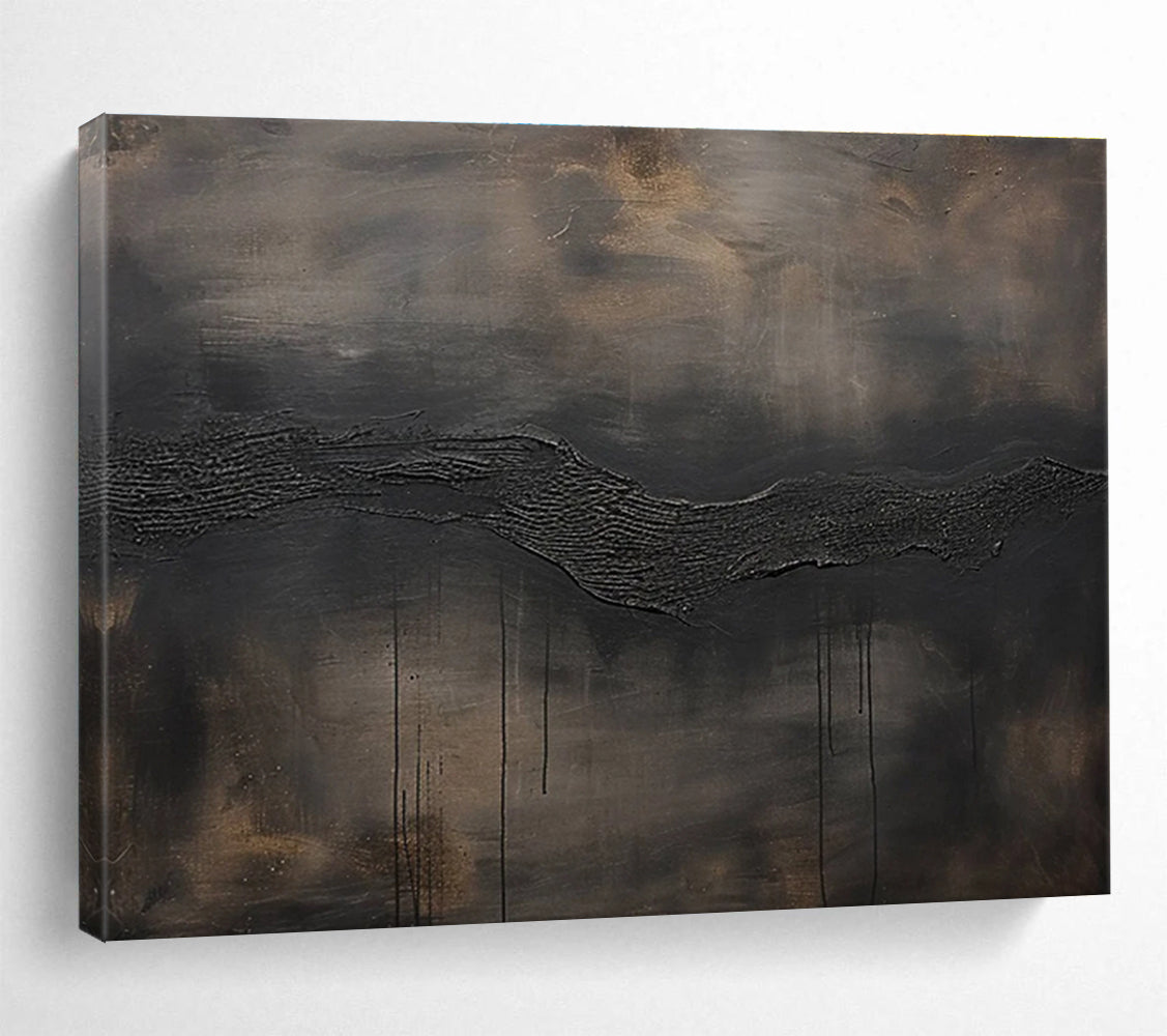 Dark Textured Abstract Painting with Deep, Ear THY Tones THY390