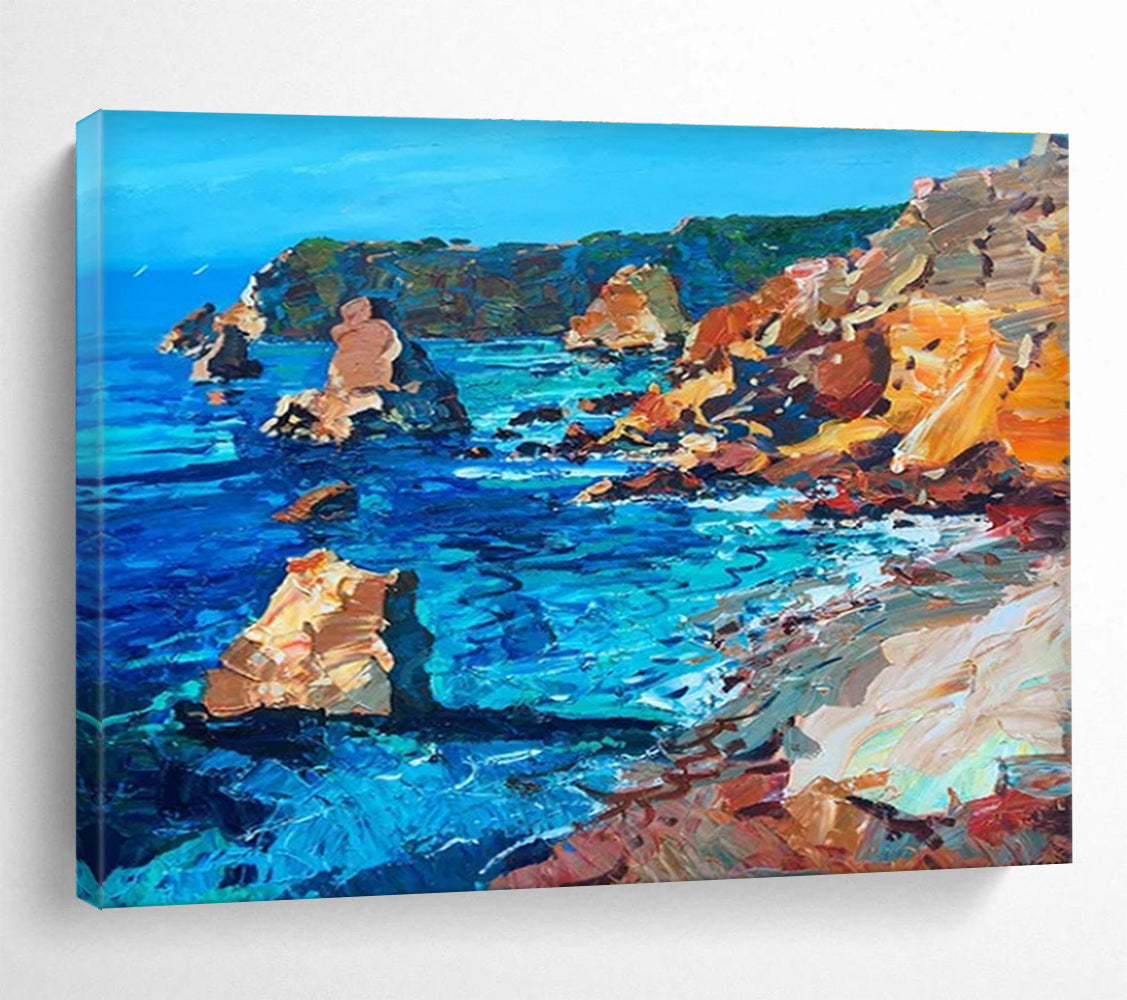 Coastal Rocks and Sea Abstract Painting THY454