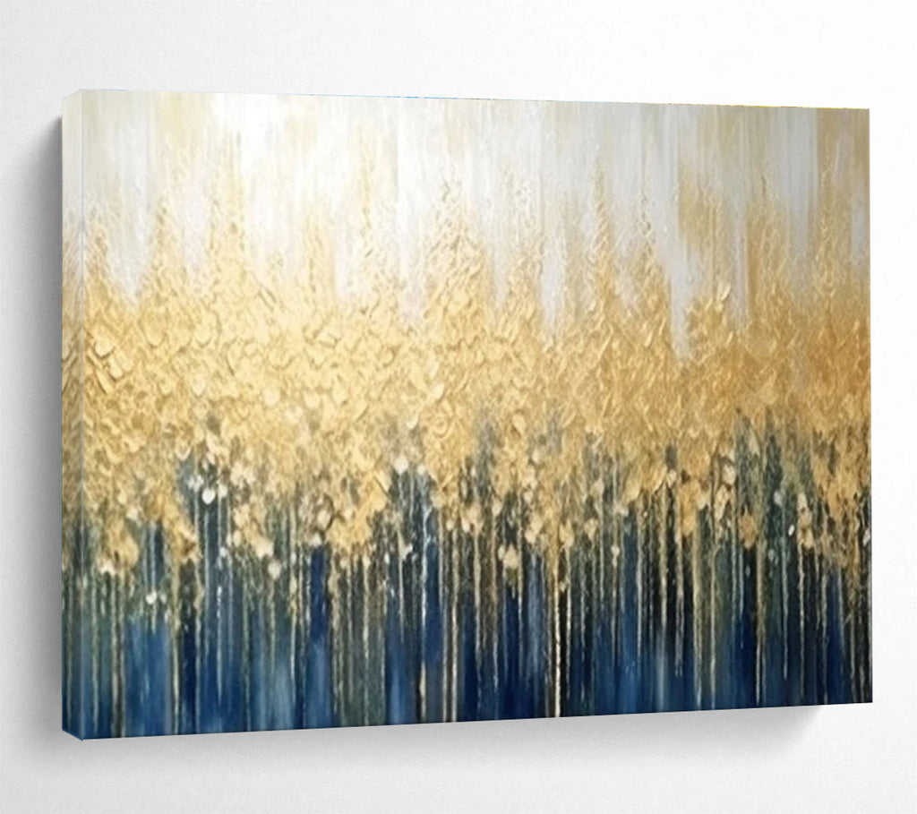 Gold Blue Forest Abstract Painting THY051