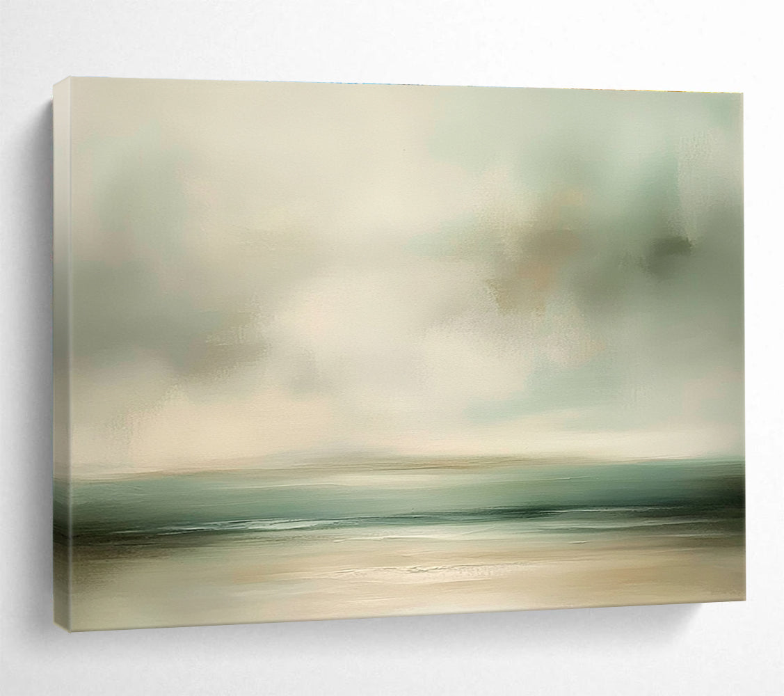 Soft Coastal Hues Abstract Painting with Muted Greens and Beiges DYP230
