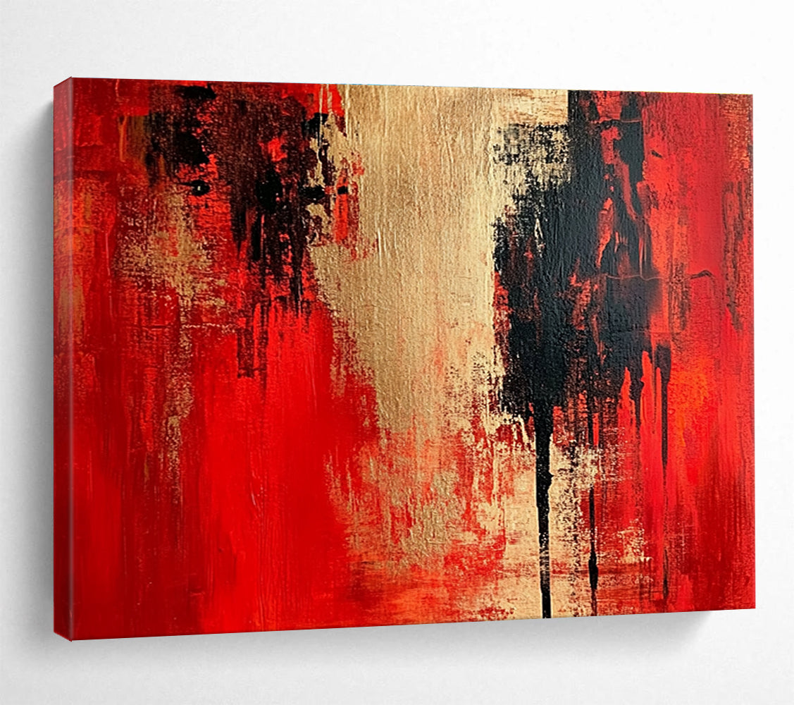 Large abstract painting featuring textured red and beige, vintage oil color palette, high resolution, detailed, and high contrast art inspired by Carolee Schneemann.SC272