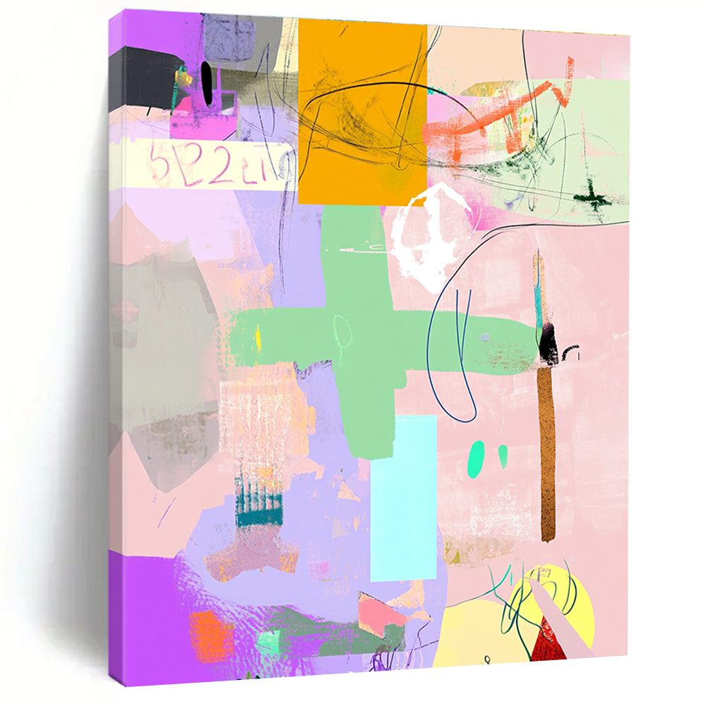 Playful Mixed Media Abstract Collage with Diverse Colors GER209