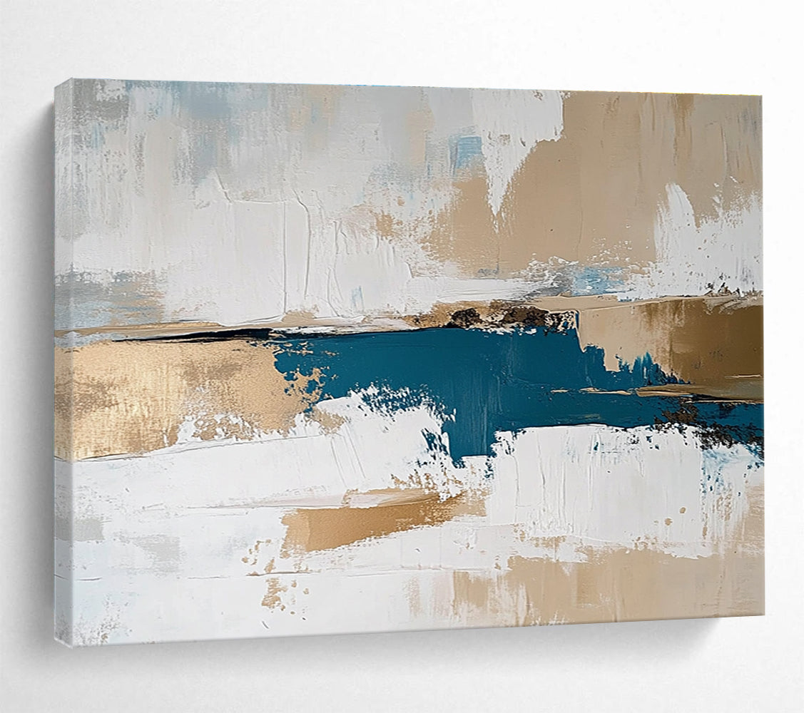 Beige and Blue Abstract with Gold Accents Painting DYP471