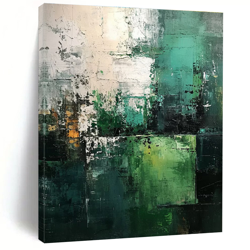 Green Blue White Abstract Painting ADGE031