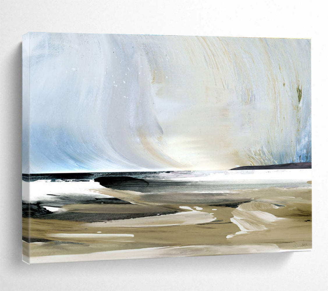 Coastal Abstract Painting with Blue Beige and Black THY116