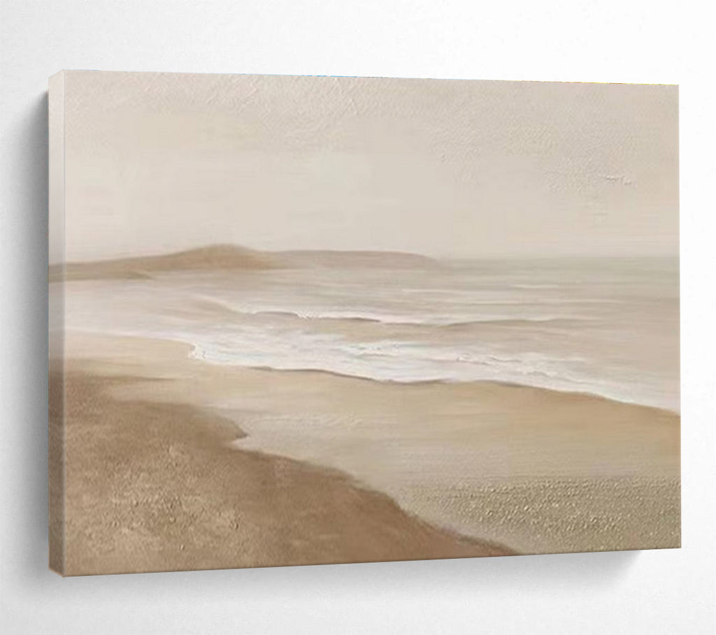 Beige Coastal Abstract Painting with Soft, Dreamy Atmosphere THY397