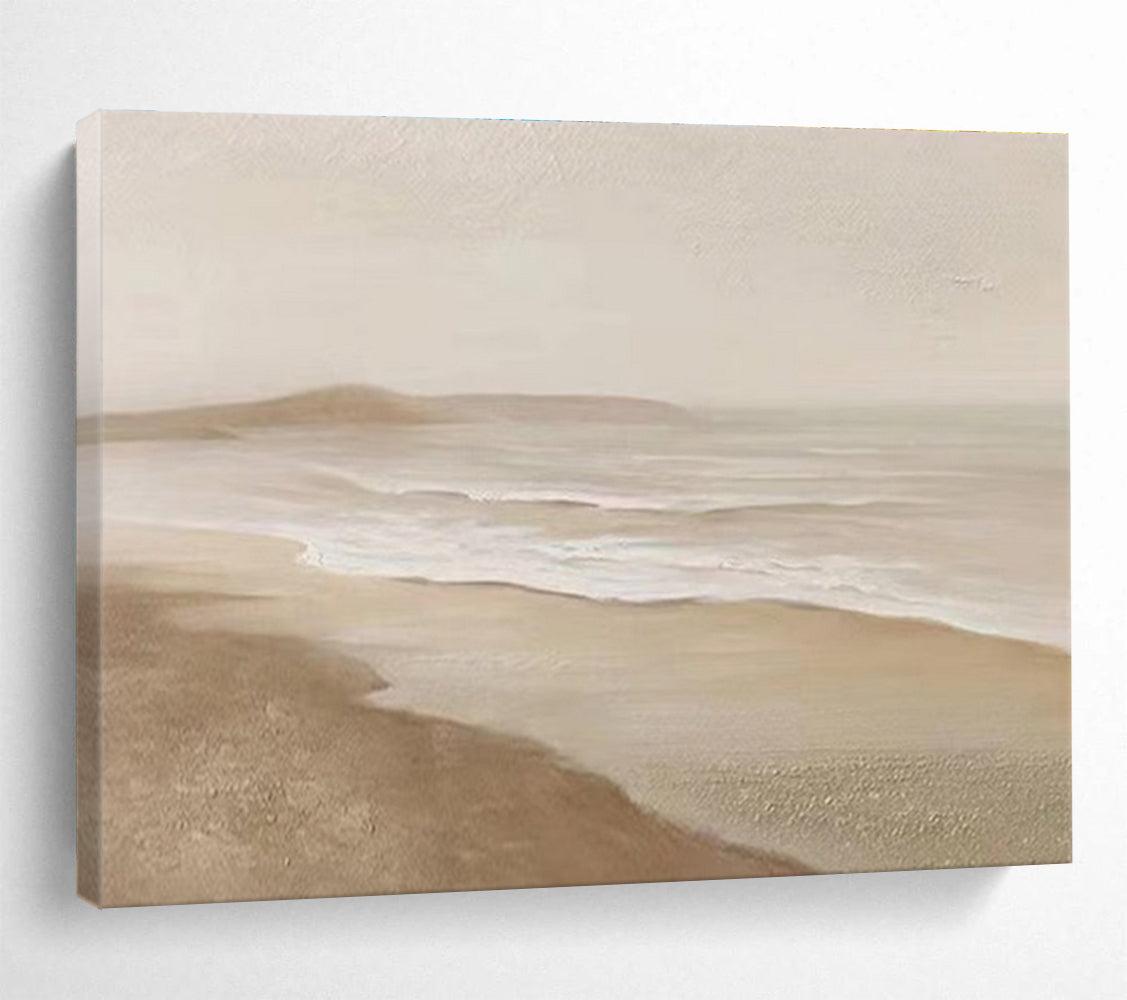 Beige Coastal Abstract Painting with Soft, Dreamy Atmosphere THY397